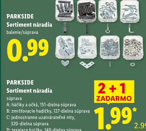 PARKSIDE sortiment náradia – háčiky a očká, 151-dielna súprava