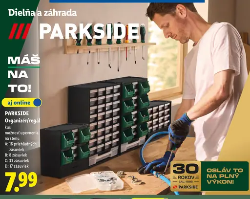 PARKSIDE organizér/regál – variant A, 16 priehľadných zásuviek