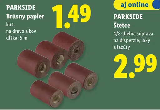 PARKSIDE brúsny papier na drevo a kov