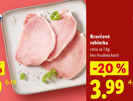 Bravčové rebierka bez hrudnej kosti