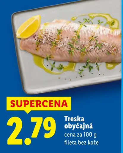 Treska obyčajná filet bez kože