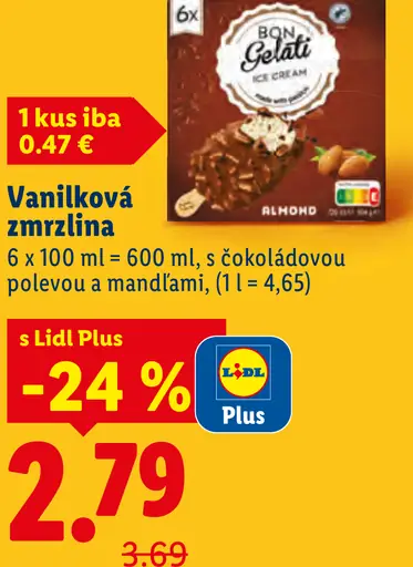 Bon Gelati Vanilková zmrzlina s mandľami