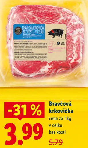 Mašiarová bravčová krkovička bez kosti v celku