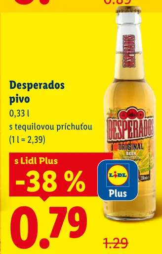 Desperados pivo s tequilovou príchuťou