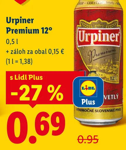 Urpiner Premium 12° plechovka