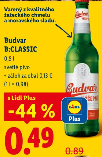 Budvar B:CLASSIC svetlé pivo