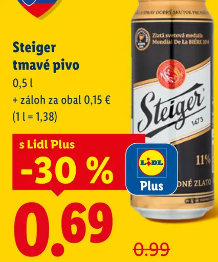 Steiger tmavé pivo plechovka