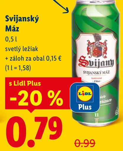 Svijany Máz svetlý ležiak plechovka