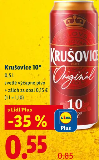 Krušovice svetlé pivo plechovka