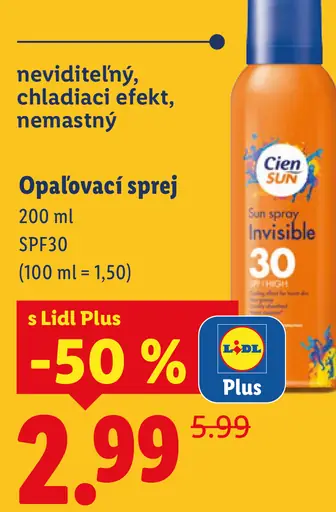 Cien Sun opaľovací sprej Invisible SPF 30