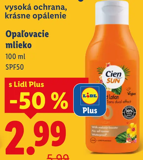 Cien Sun opaľovacie mlieko SPF 50