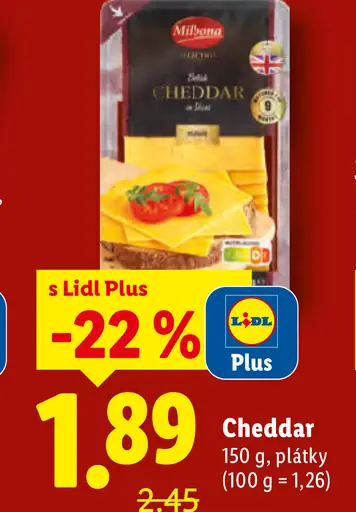 Milbona Cheddar plátky