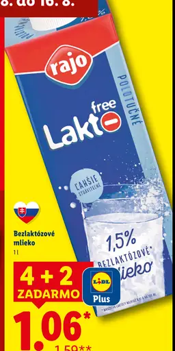 Rajo bezlaktózové mlieko 1,5%