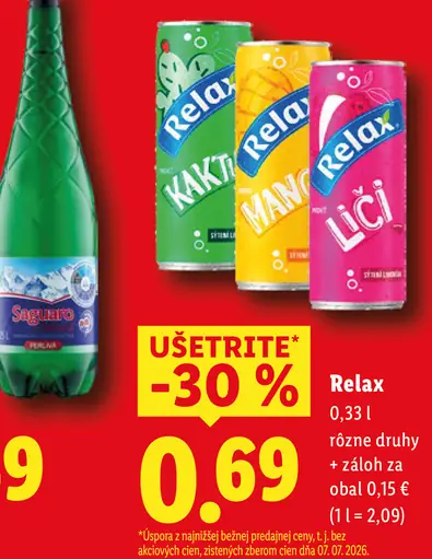 Relax nealkoholický nápoj rôzne druhy