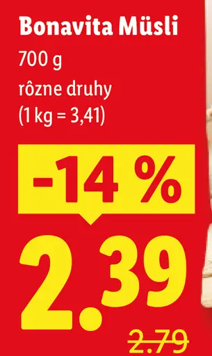 Bonavita müsli 3 types of chocolate crunchy celozrnné