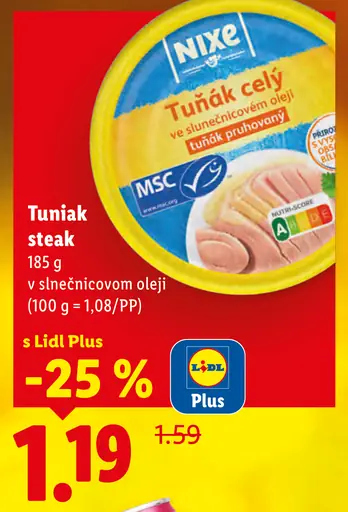 Nixe tuniak steak v slnečnicovom oleji