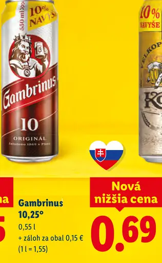 Gambrinus 10,25° plechovka