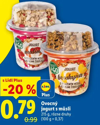 Ovocný jogurt s müsli – malina, čučoriedka a rôzne druhy