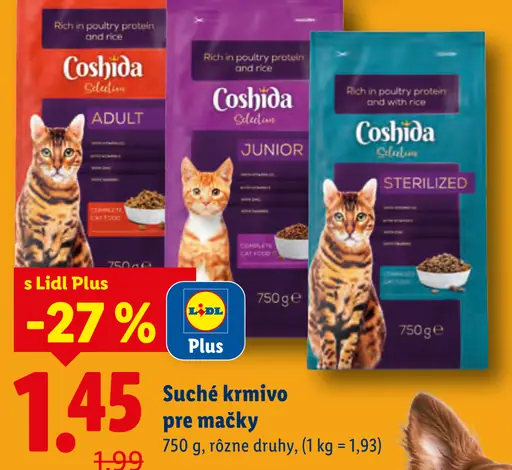 Coshida suché krmivo pre mačky – Adult, Junior a Sterilized