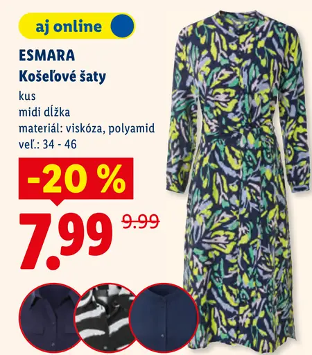 ESMARA Košeľové šaty midi dĺžka, materiál viskóza a polyamid