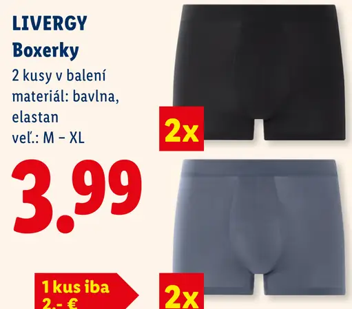Livergy boxerky, balenie 2 kusy