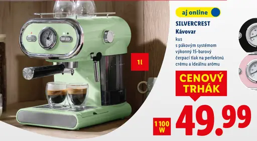 SilverCrest kávovar s pákovým systémom, 15-barové čerpadlo