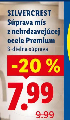 Silvercrest Súprava misiek z nehrdzavejúcej ocele Premium, 3-dielna súprava
