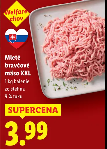 Mleté bravčové mäso XXL zo stehna 9 % tuku
