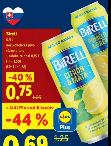 Birell citrón & mäta plechovka