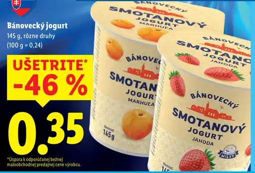 Bánovecký smotanový jogurt rôzne príchute