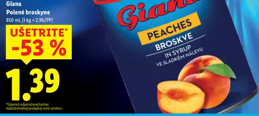 Giana polené broskyne v sladkom náleve