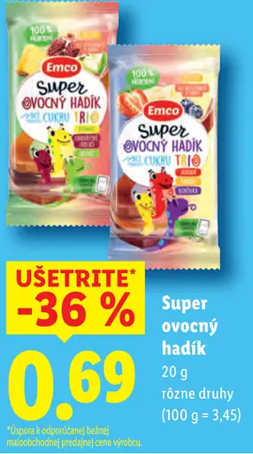 Emco super ovocný hadík rôzne druhy