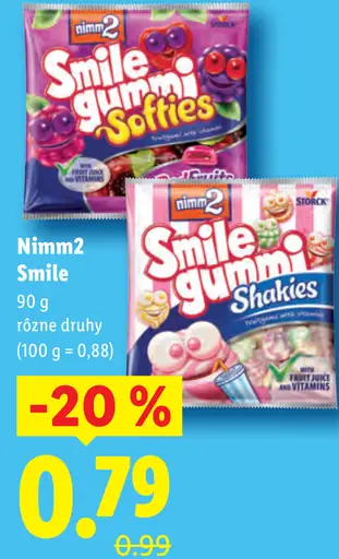Nimm2 Smile gum Softies a Shakies, rôzne druhy