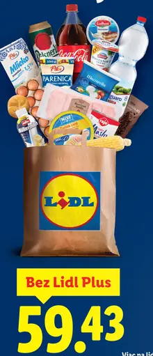 Nákupný košík potravín bez Lidl Plus
