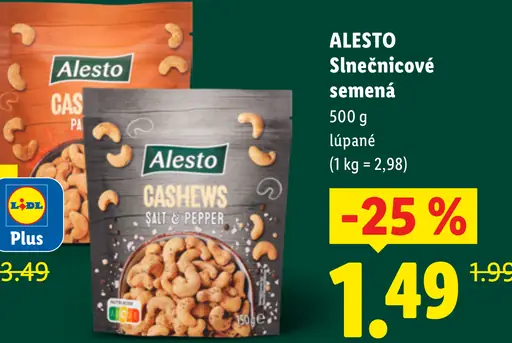 Alesto Slnečnicové semená lúpané