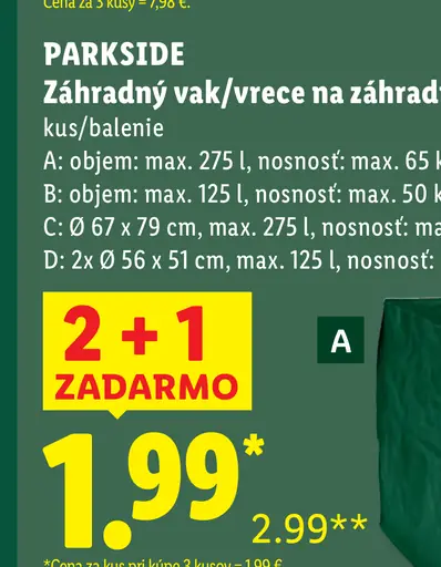 Parkside záhradný vak na záhradný odpad, variant A