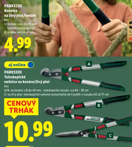 Parkside nožnice na živý plot, variant B, hrúbka rezu do 6 mm