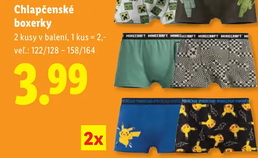 Minecraft chlapčenské boxerky