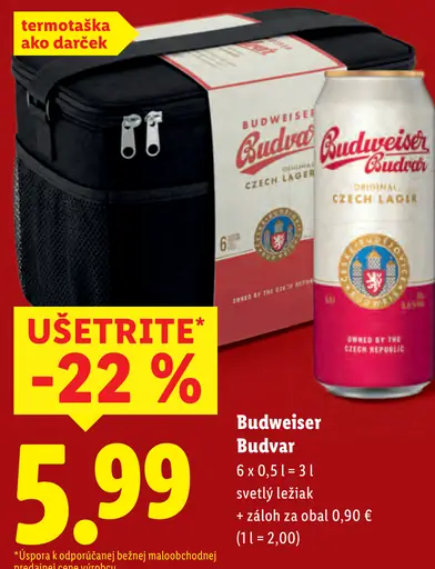 Budweiser Budvar svetlý ležiak plechovka