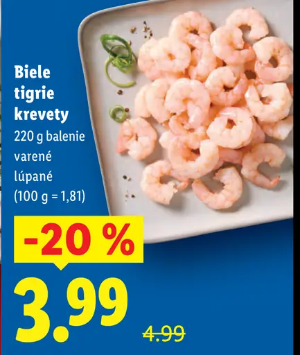 Biele tigre krevety varené