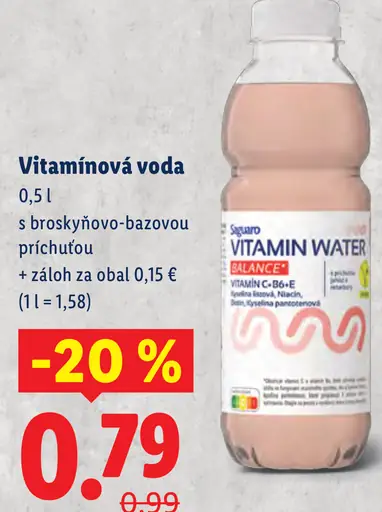 Saguaro vitamínová voda s broskyňovo-bazovou príchuťou