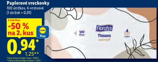 Floralys papierové vreckovky, 4-vrstvové