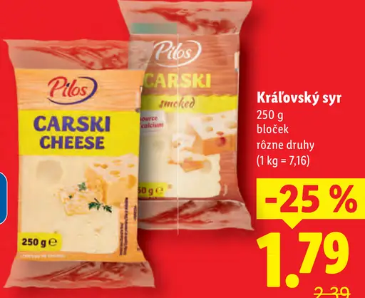 Pilos Kráľovský syr, bloček, rôzne druhy