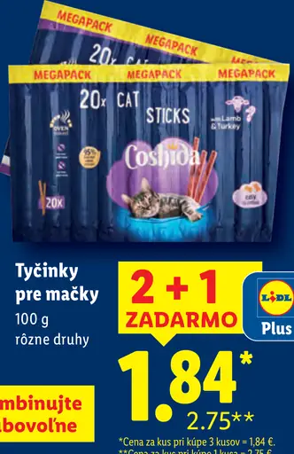Coshiba tyčinky pre mačky, rôzne druhy