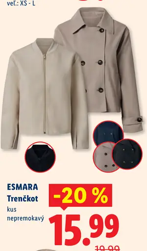 ESMARA nepremokavý trenčkot