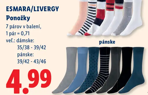 ESMARA/LIVERGY ponožky, dámske a pánske