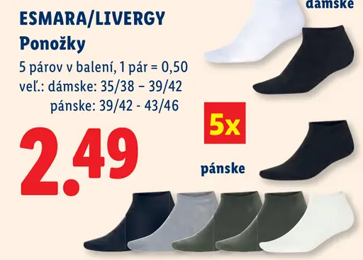 ESMARA/LIVERGY ponožky, dámske a pánske členkové