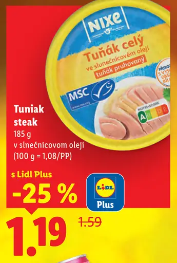 Nixe tuniak steak v slnečnicovom oleji