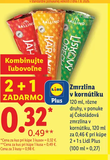 Zmrzlina v kornútiku, rôzne druhy vrátane čokoládovej zmrzliny