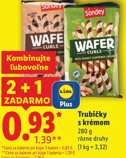 Sondey trubičky s krémom, rôzne druhy